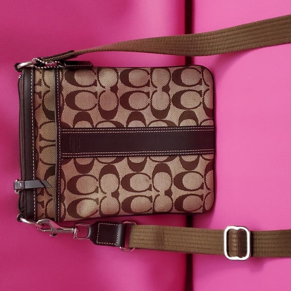 Coach Bags Coach Signature Logo Jacquard Crossbody Bag Brown Poshmark